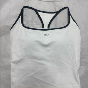 Alo White Tank Top with Black Trim